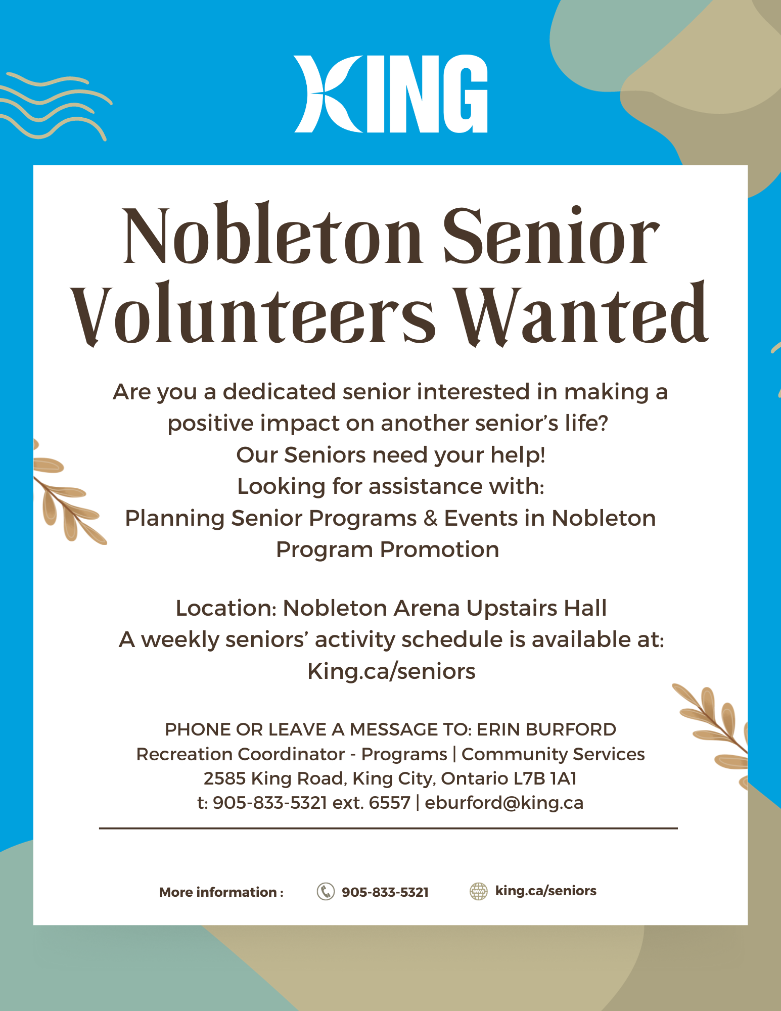 Nobleton Volunteers Wanted