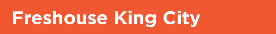 Freshouse King City written in white text on an orange background