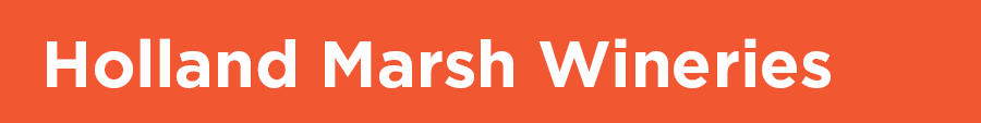 Holland Marsh Wineries written in white text on orange background
