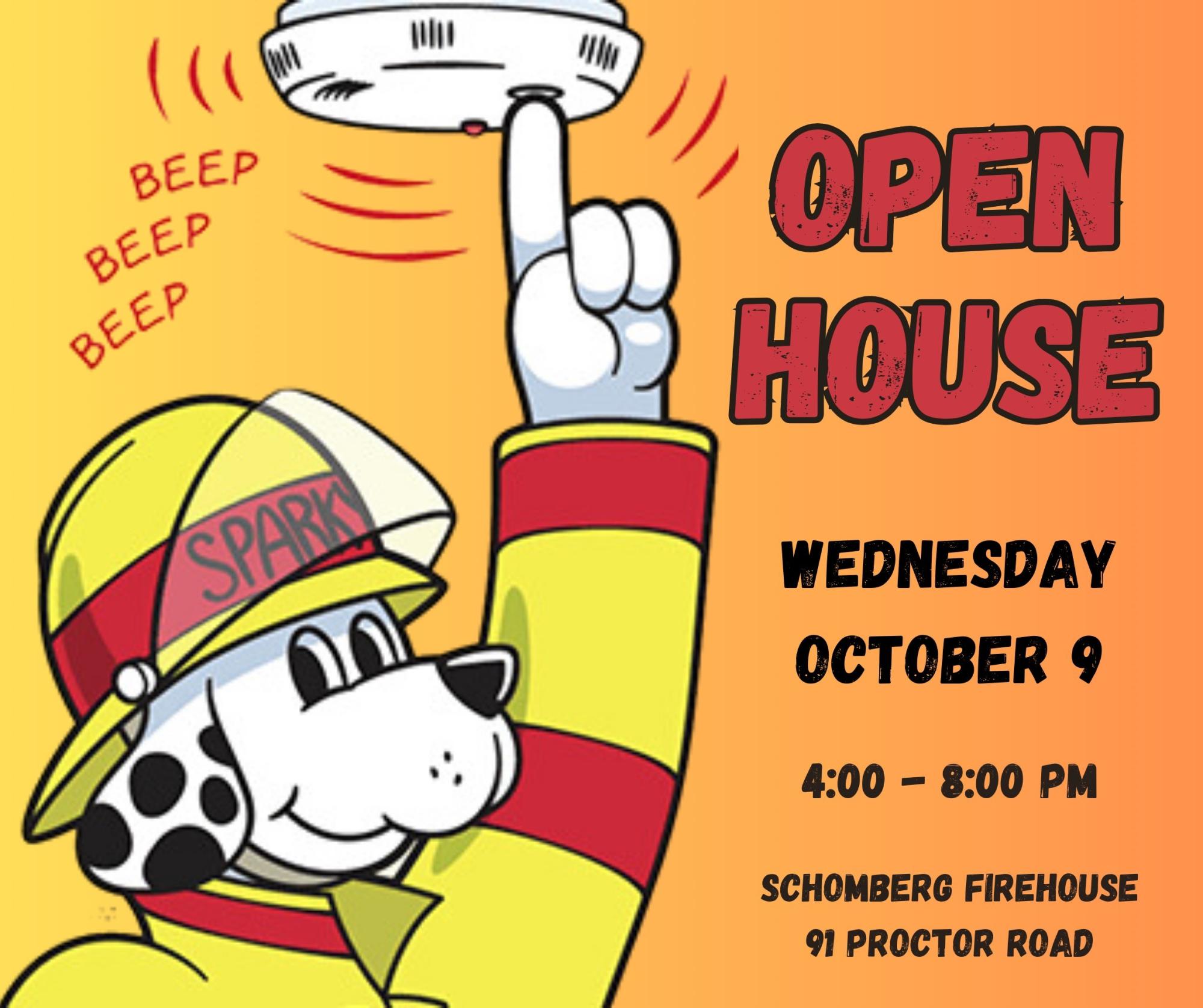 Open House, Wednesday, October 9, Schomberg Firehouse, 91 Proctor Road