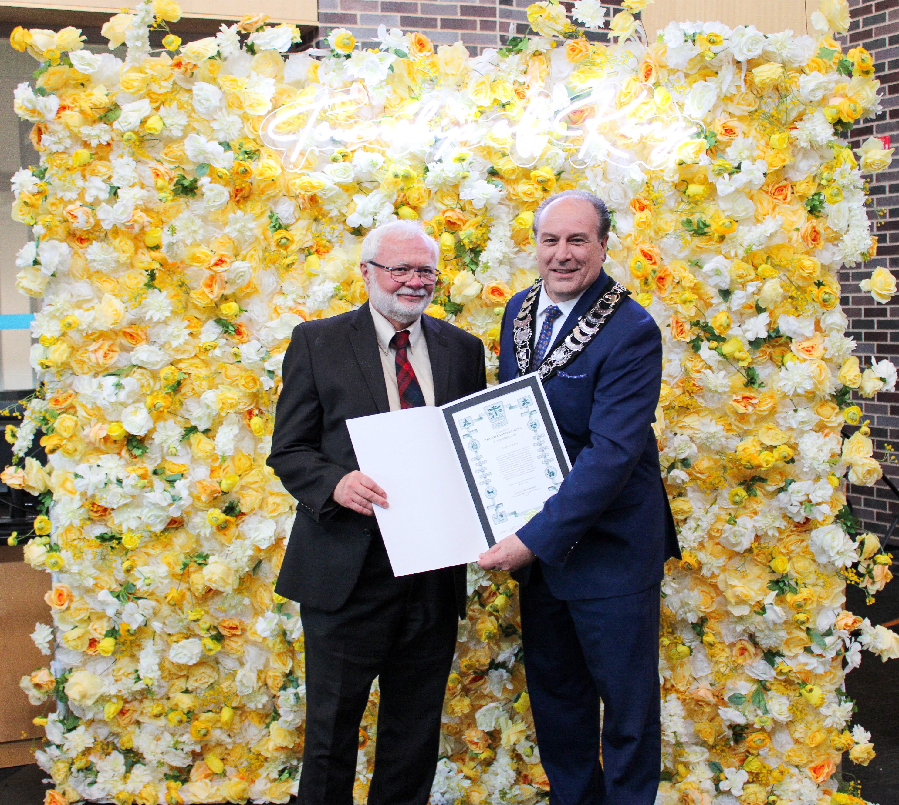 Earle Laycock with Mayor Steve Pellegrini