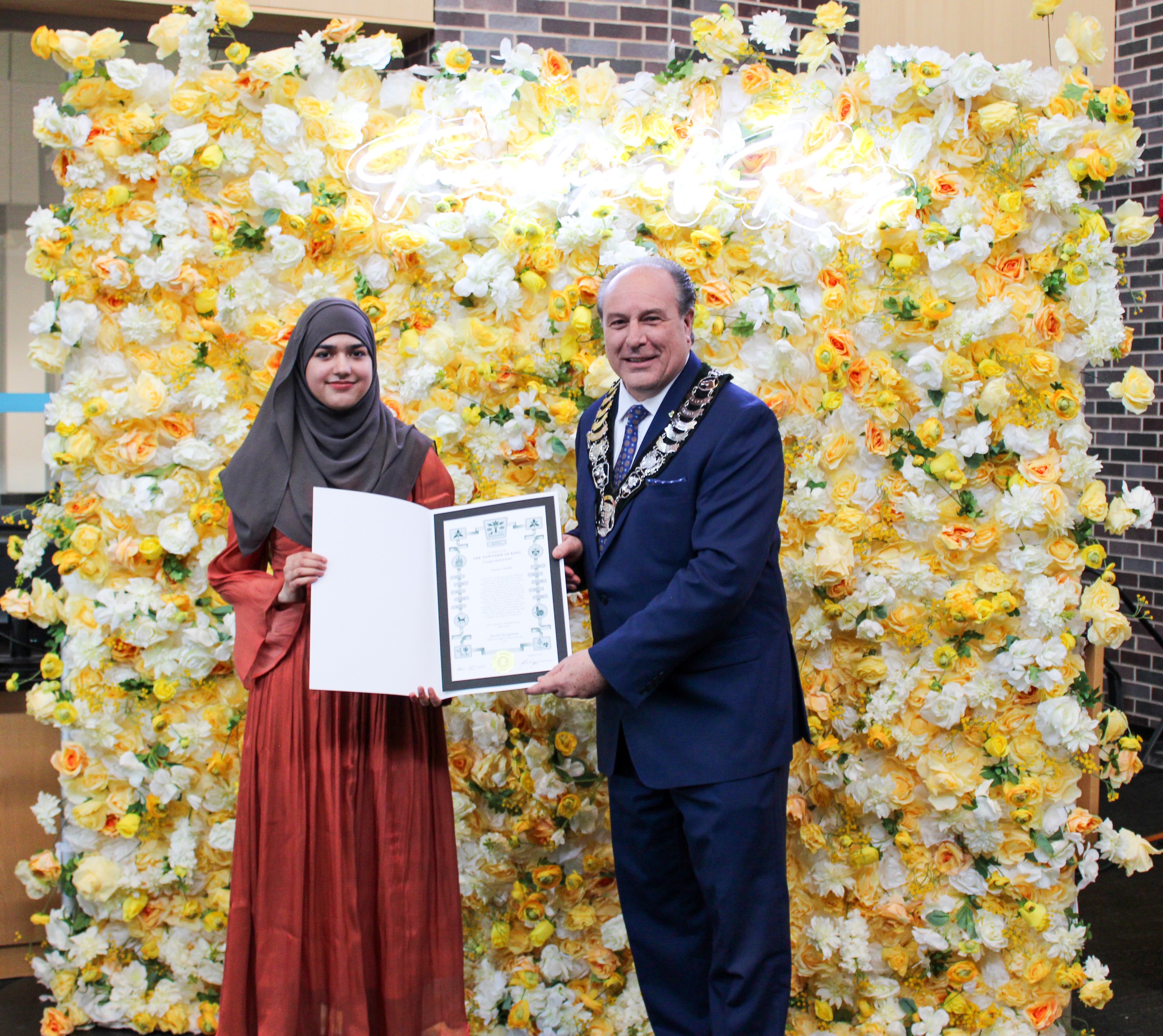 Ivanna Shaikh and Mayor Steve Pellegrini