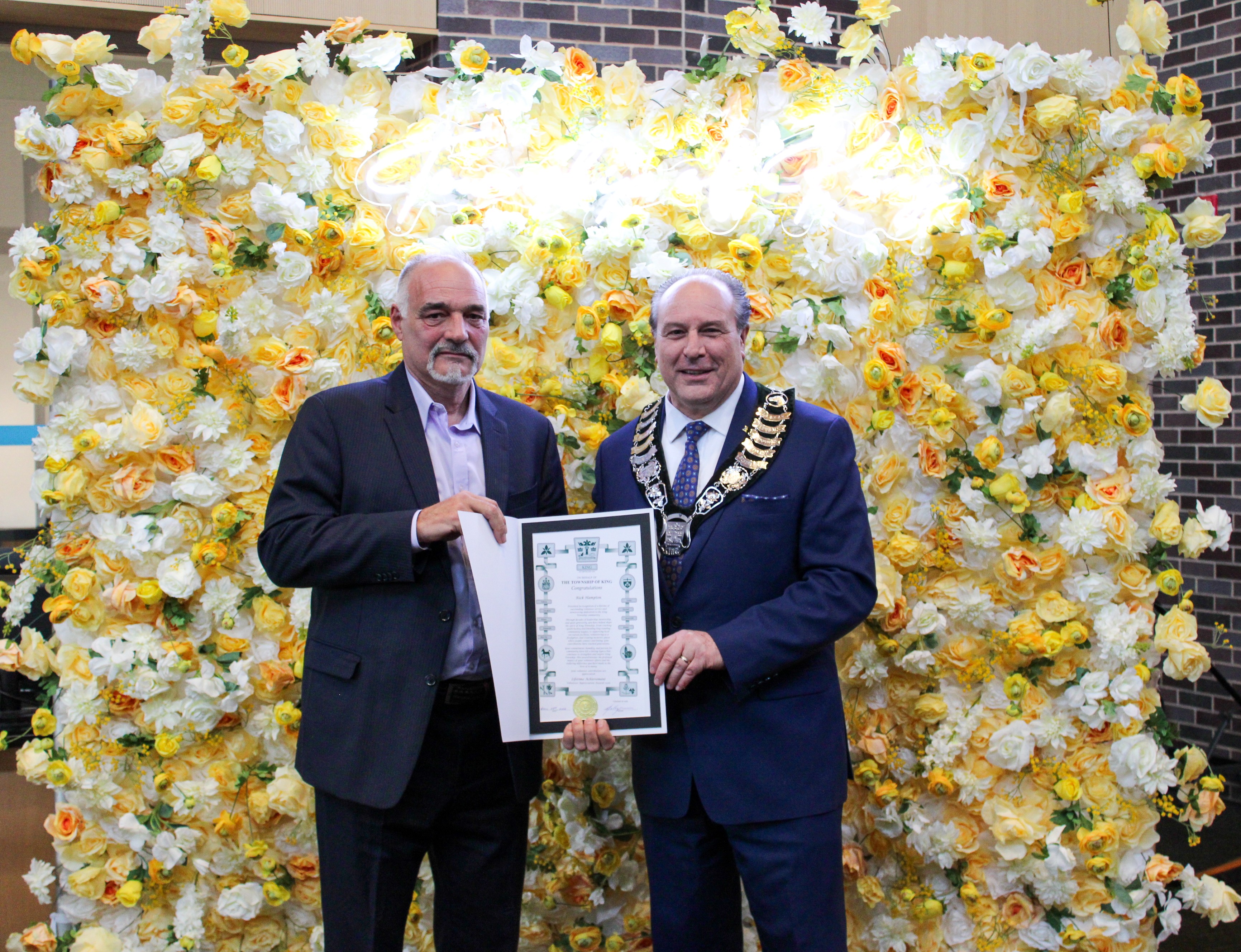 Rick Hampton and Mayor Steve Pellegrini