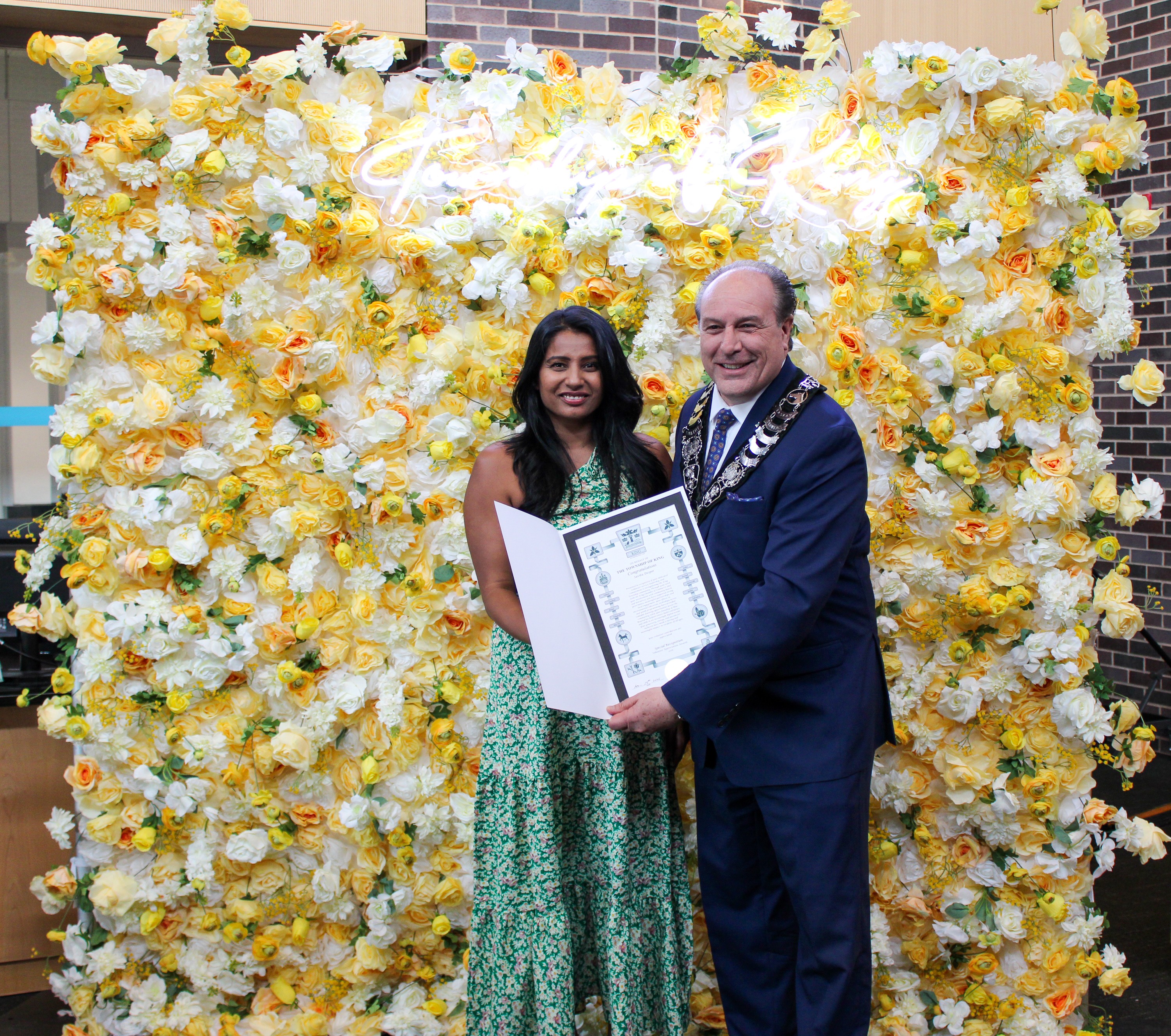 Savita Despot with Mayor Steve Pellegrini