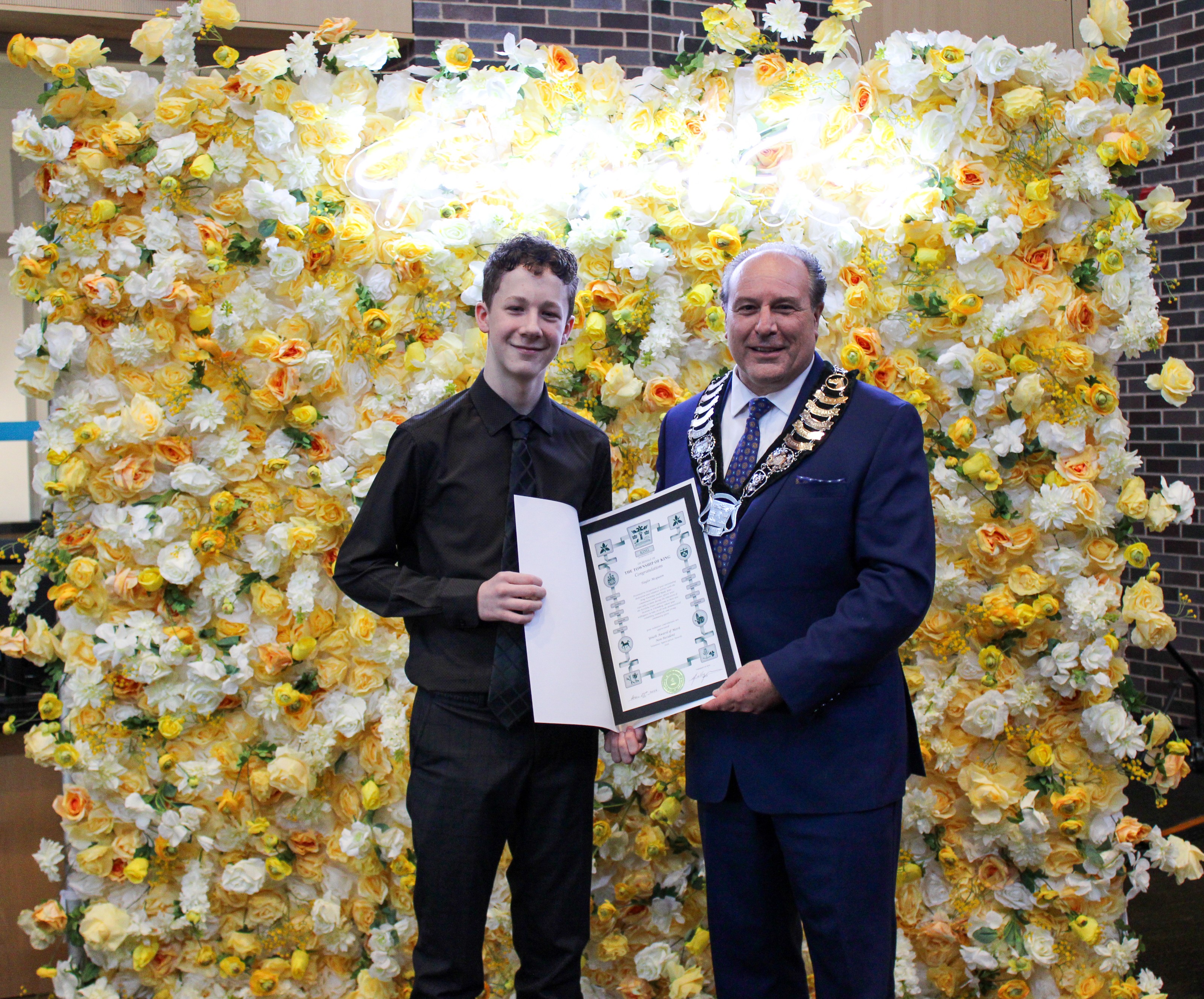 Taylor McQueen and Mayor Steve Pellegrini