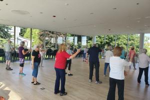 Seniors exercise class